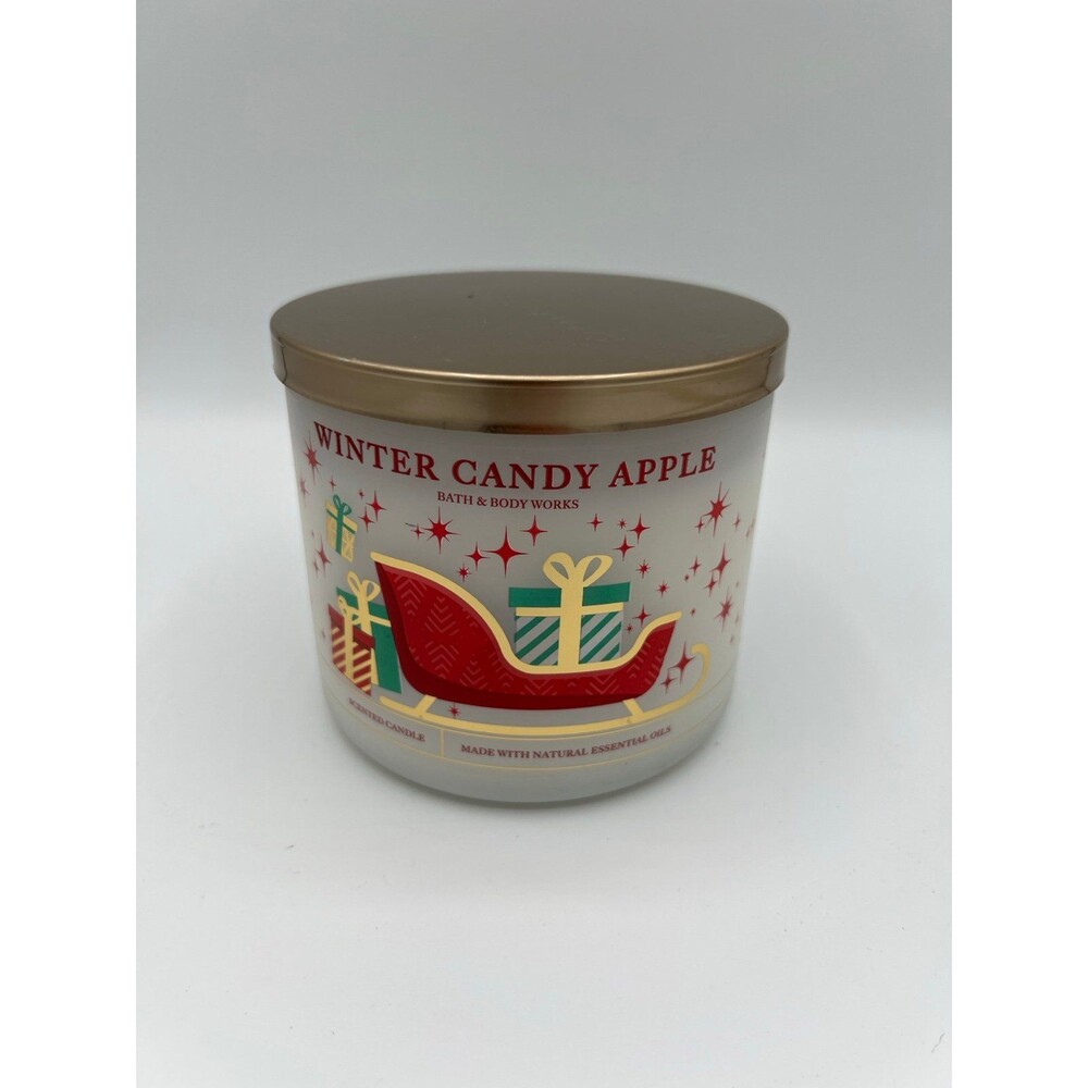 NEW Bath & Body Works Winter Candy Apple 3-Wick Candle Holiday Sleigh Limited